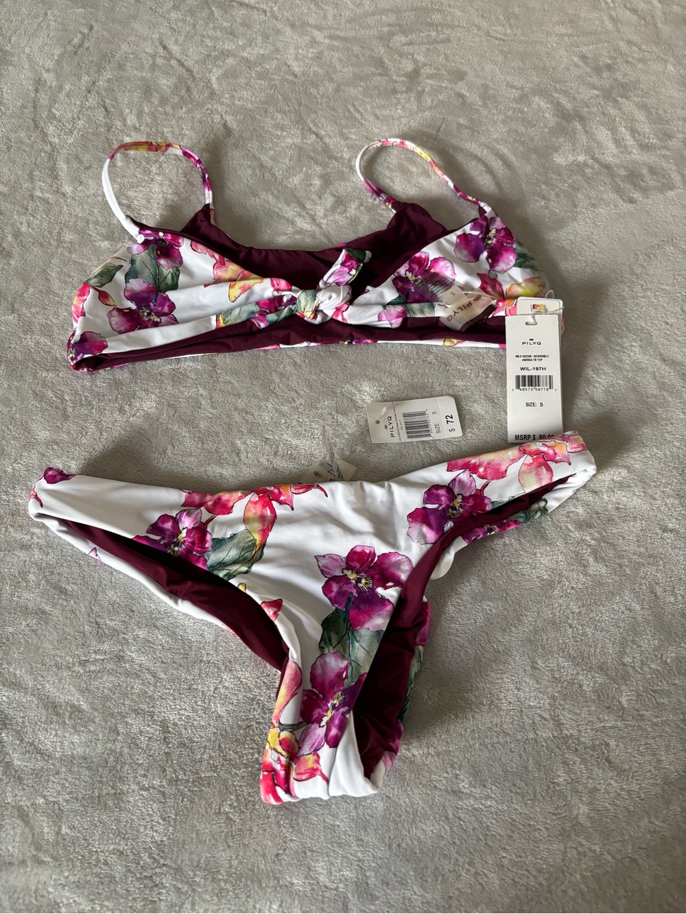 PilyQ PQ Swim Wild Orchid S bikini set NWT - Picture 8 of 9